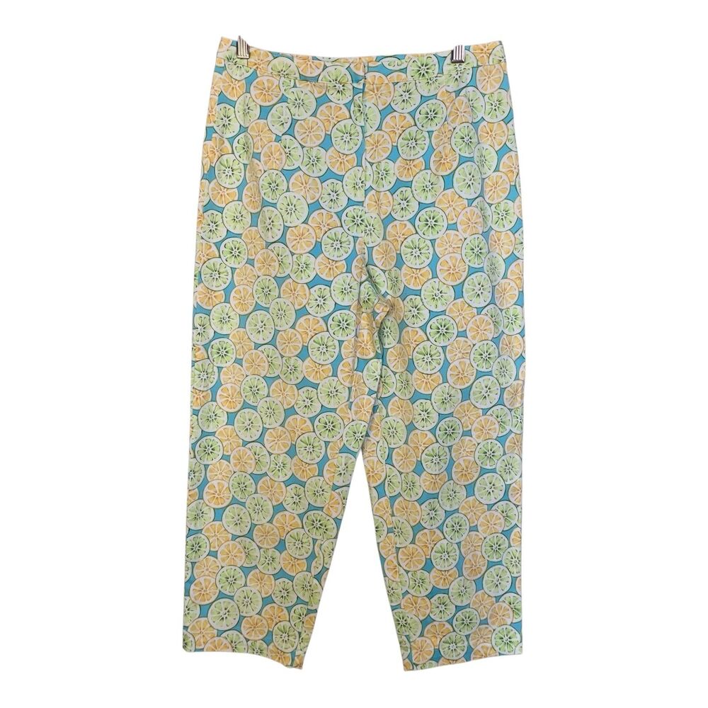 Talbots Stretch Ankle Pants SZ 8 Lemon Lime Summer Career Casual Zip Cruise Wear